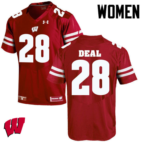 Wisconsin Badgers Women's #28 Taiwan Deal NCAA Under Armour Authentic Red College Stitched Football Jersey IT40G84WI